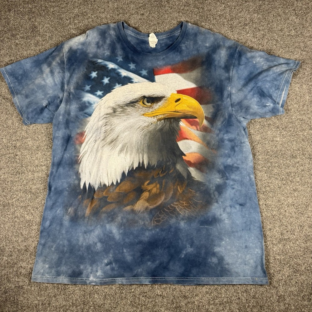 Liquid Blue Men's XL Bald Eagle USA Patriotic Tie‎ Dye Graphic Tee